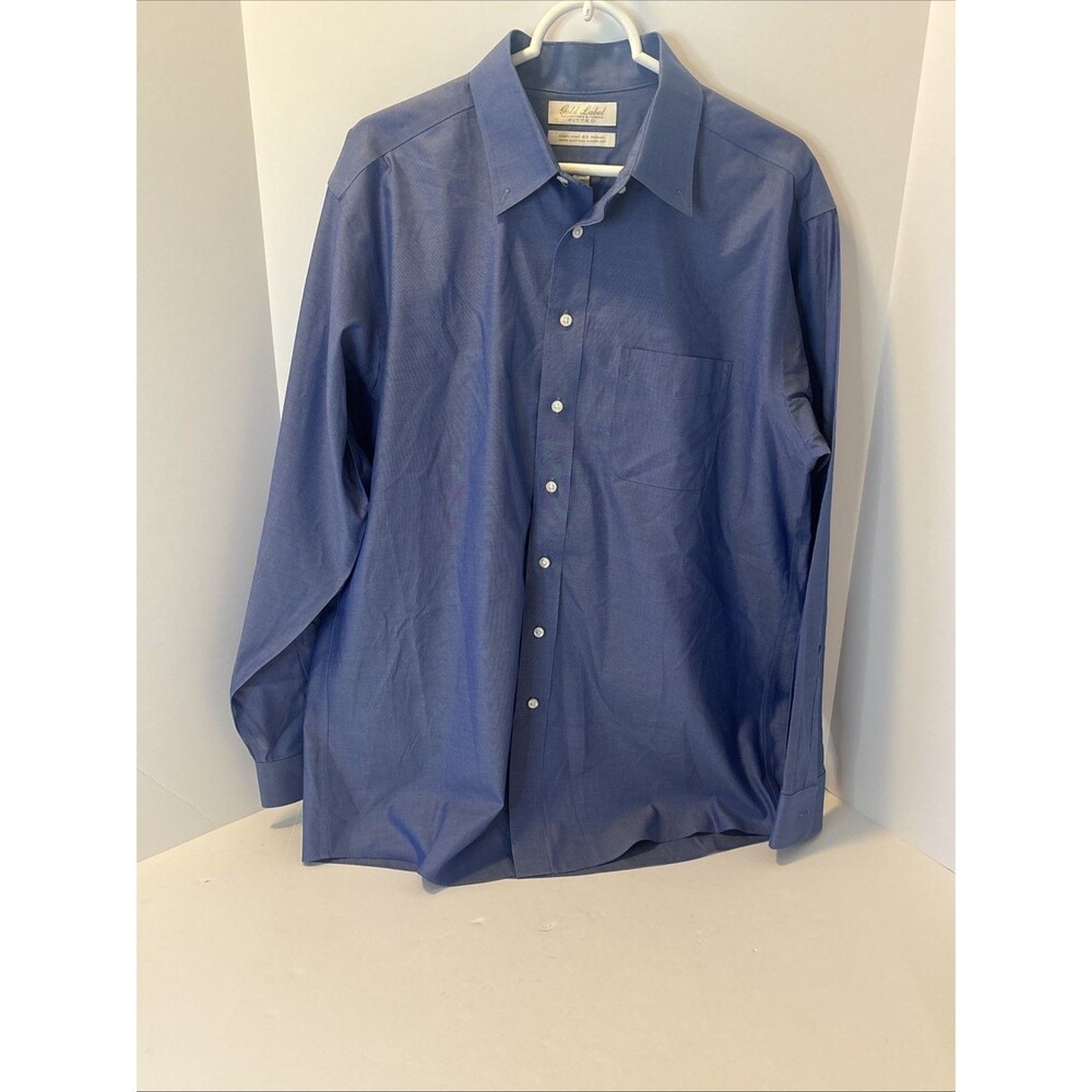 Gold Label Roundtree Yorke Cotton Non-iron Long Sleeve Blue Mens Shirt 16 1/2-35